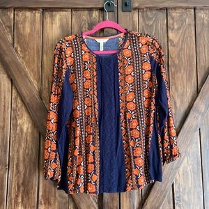 Matilda Jane Orange and Navy Floral Blouse